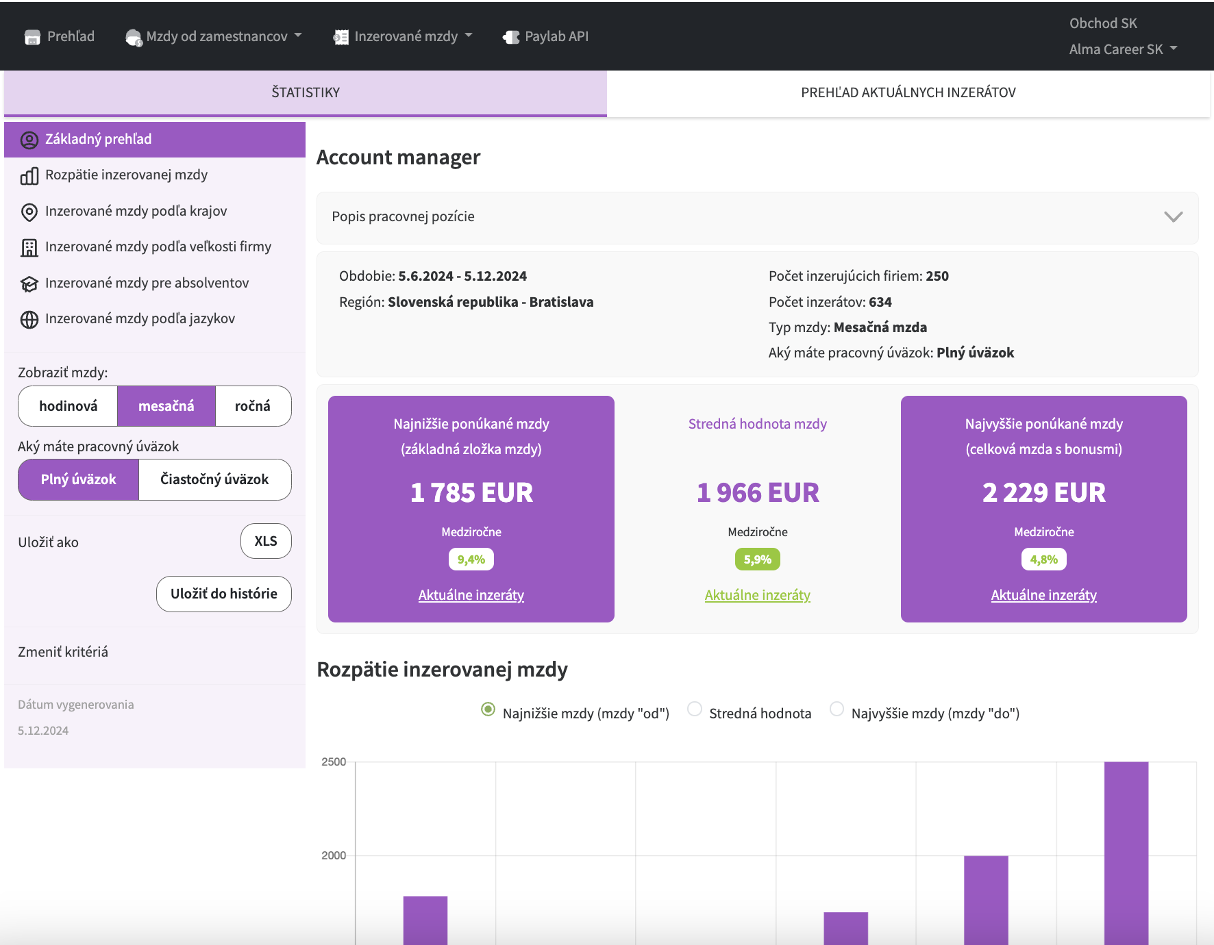 Statistics screenshot